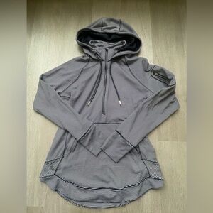 Athleta Black & White Striped Hooded Pullover